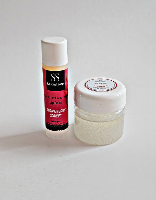Kit Exfoliante de labios natural y bálsamo de labios (Strawberry Sorbet)