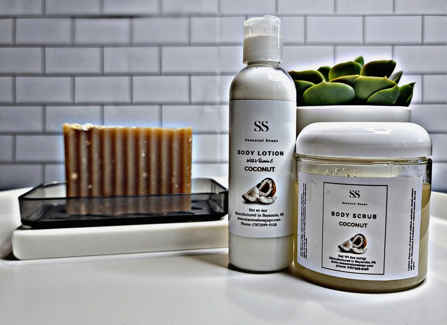 Coconut Bath Set (Jabón en barra, crema y body scrub en aceite)