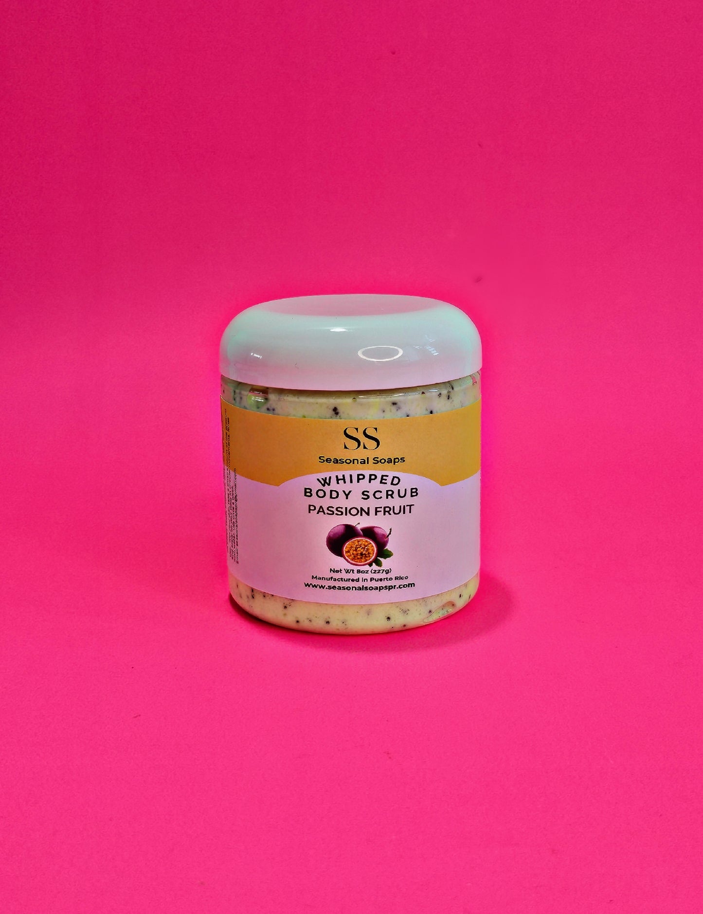 Exfoliante natural de azúcar con jabón batido: Passion Fruit.