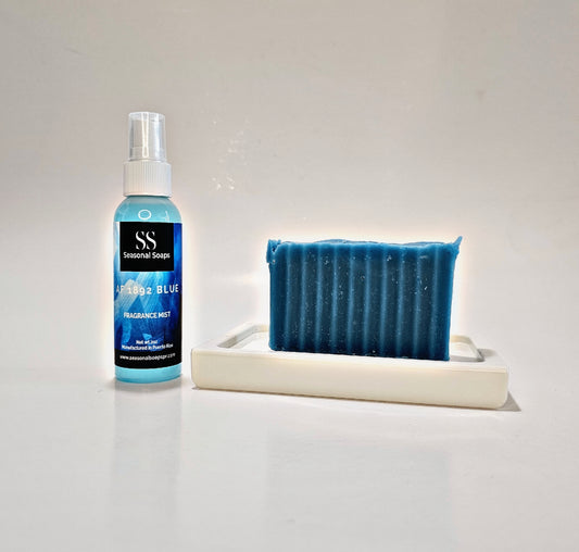 Jabón en barra con la fragancia Fierce y Body Splash Blue de Abercrombie for men.